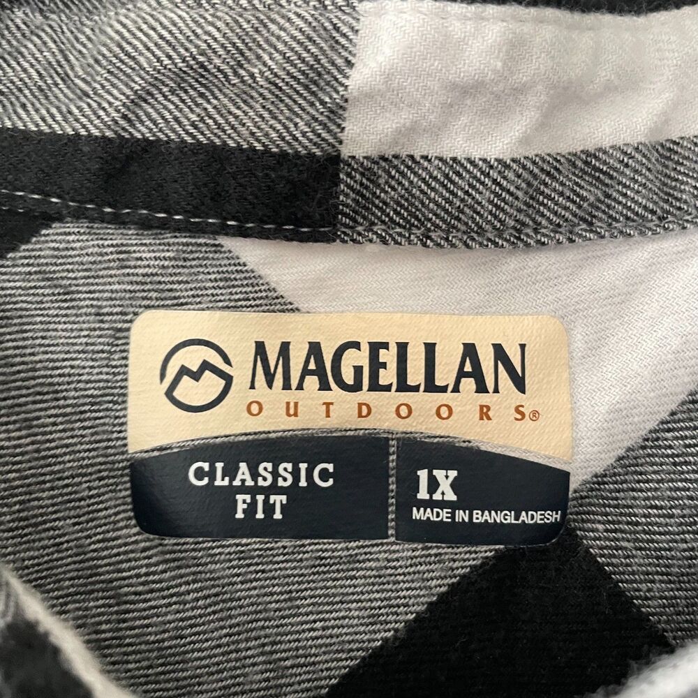 Magellan Outdoors Women’s 1X Black White Buffalo Plaid Button Up Shirt - Picture 3 of 8